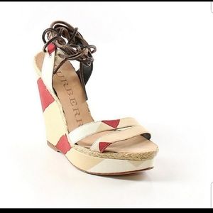Burberry canvas leather wedge 7